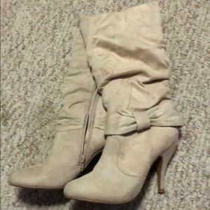 Cream heeled boots